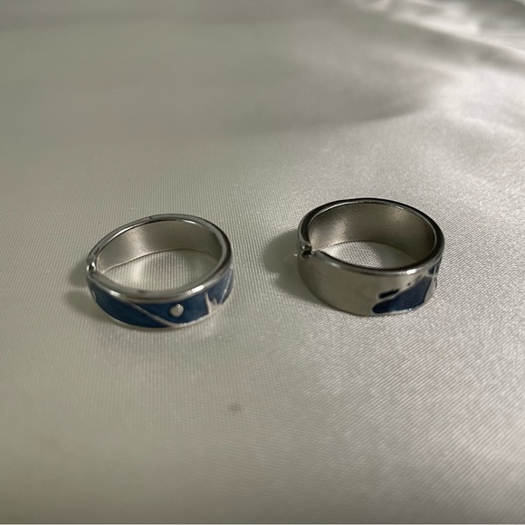 Blue and Silver Patterned Rings - Picture 6 of 6